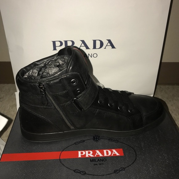 Mens Prada Luxury Black Leather High Top. - Picture 2 of 8